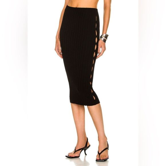 NWT Cotton Citizen Capri Cut Out Midi Skirt in Jet Black - Picture 3 of 8